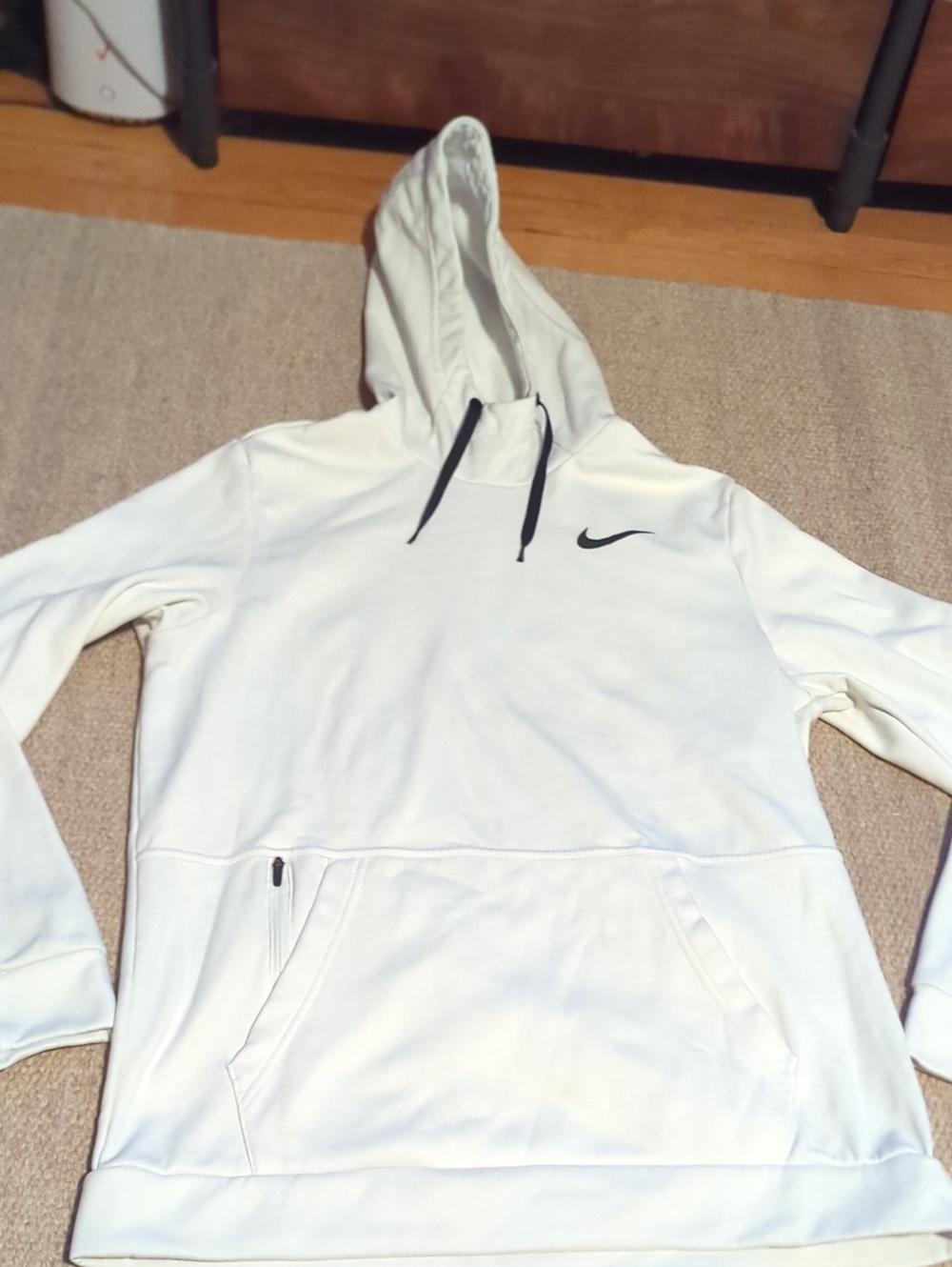 Mens Nike Standard Fit Dri Fit Hooded Sweatshirt White Size Large
